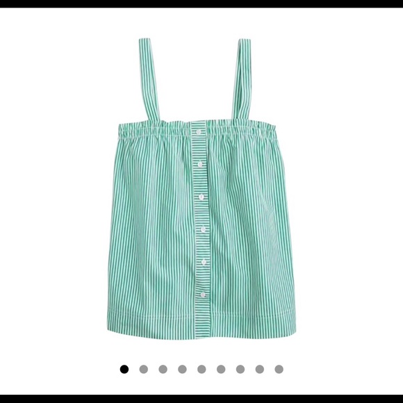 Green/White Stripes Button-front Ruffle Tank Cami - Picture 2 of 8